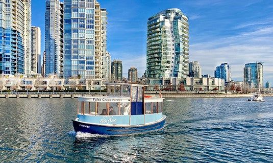 a falsecreek ferry underway near david lam park