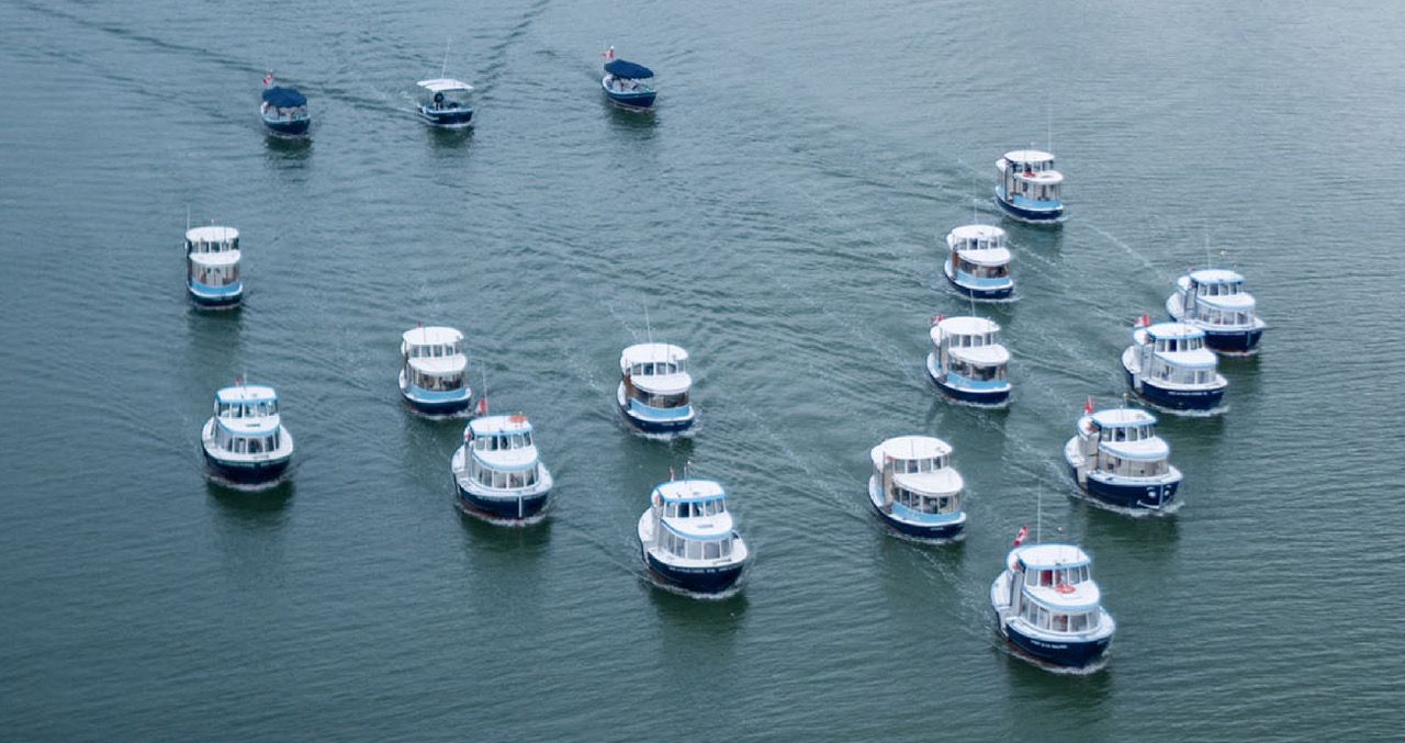 seventeen ferries underway in formation