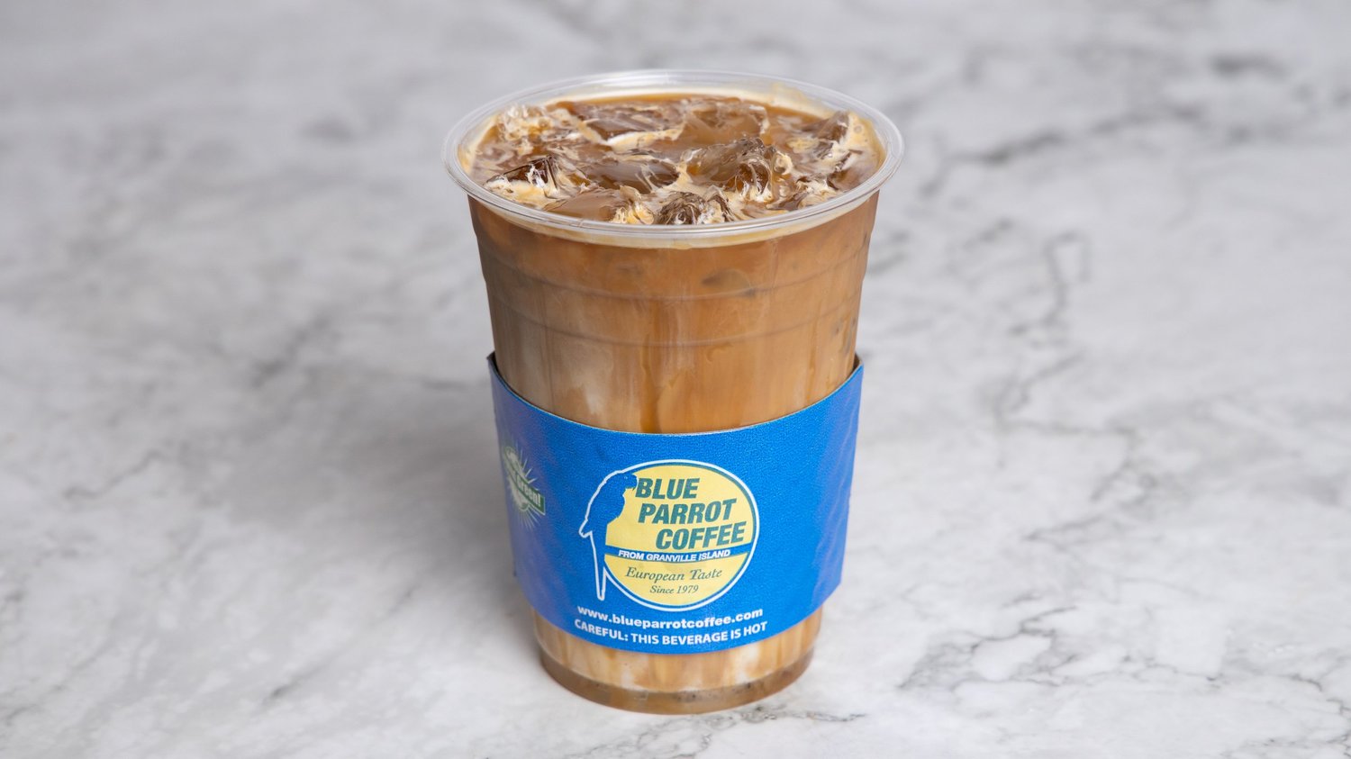 an iced coffee drink from blue parrot